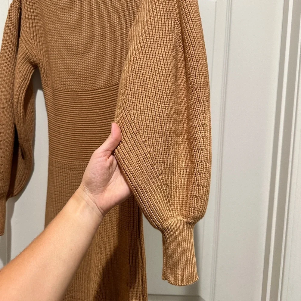 STAUD Marylebone Sweater Dress in Camel - Picture 11 of 14
